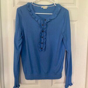 Boden blue ruffle sweater